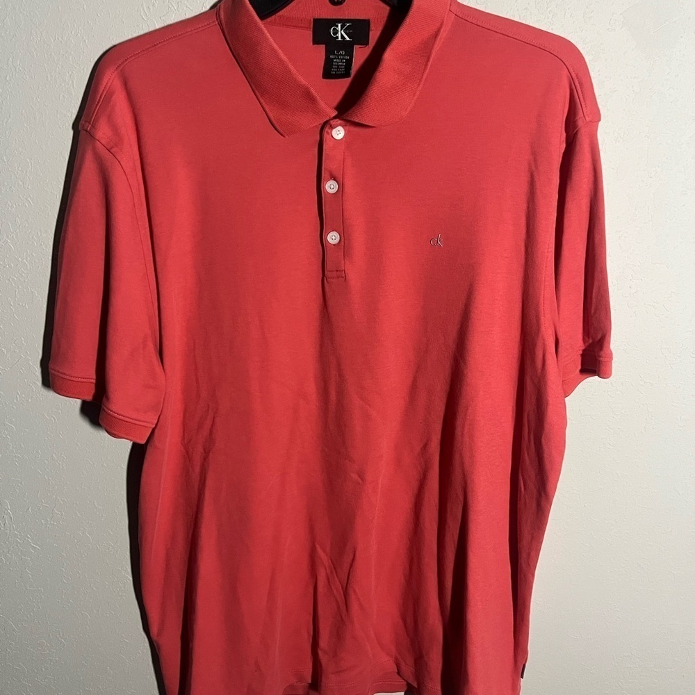 Calvin Klein Men's Red Polo Shirt Size L